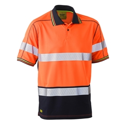 Bisley S/S Taped 2 Tone Hi Vis Polyester Mesh Polo Shirt