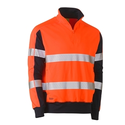 Bisley Taped Hi Vis Stretchy Fleece Zip Pullover
