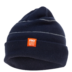 Navy Beanie with Retro-Reflective Stripes