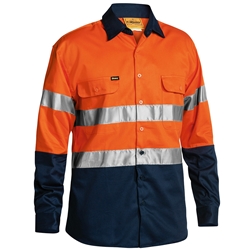 Bisley 3m Taped Hi Vis 2 Tone Cotton Drill Shirt