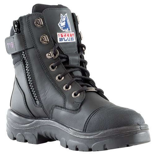 Steel Blue Women's Southern Cross® Zip Steel Toe Scuff Cap Safety Boots - Black