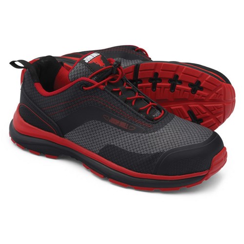 John Bull Leopard Blk/Red Lace-Up Safety Shoe