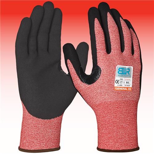 Blue Rapta 'THE GENERAL X5' Cut Resistant Nitrile Foam Palm Gloves BRX5GEN