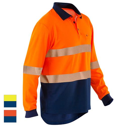 ELEVEN Workwear Spliced Hi-Vis Segmented 'Hoop' Taped L/S Polo Shirt