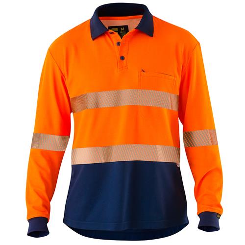ELEVEN Workwear Spliced Hi-Vis Segmented 'Hoop' Taped L/S Polo Shirt
