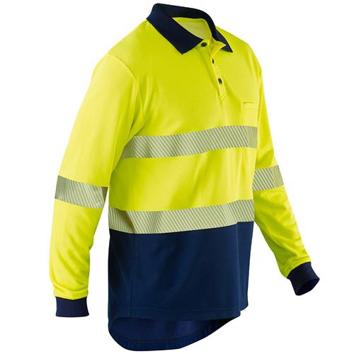 ELEVEN Workwear Spliced Hi-Vis Segmented 'Hoop' Taped L/S Polo Shirt