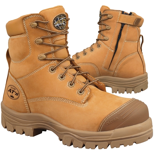 Oliver Mid-Cut Zip-Sided Safety Boot Bump Cap - WHEAT