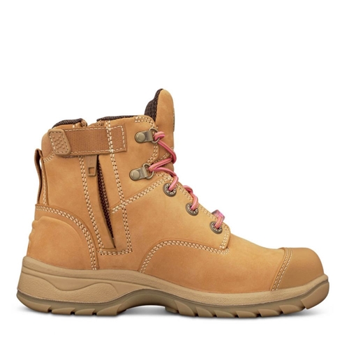 Oliver Womens Lace-up Zip-sided Ankle Safety Boot - Wheat