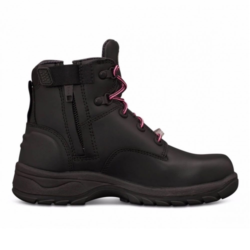 Oliver Womens Lace-up Zip-sided Ankle Safety Boot - Black