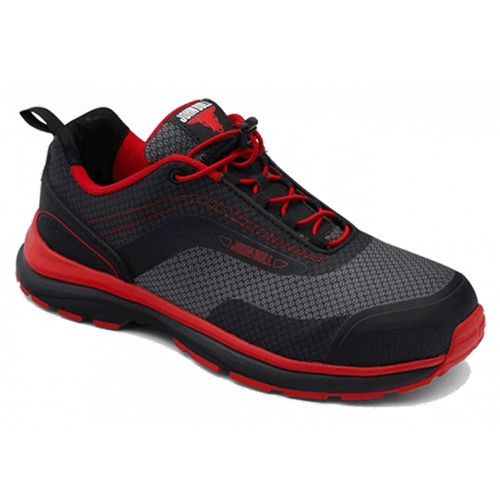 John Bull Leopard Blk/Red Lace-Up Safety Shoe