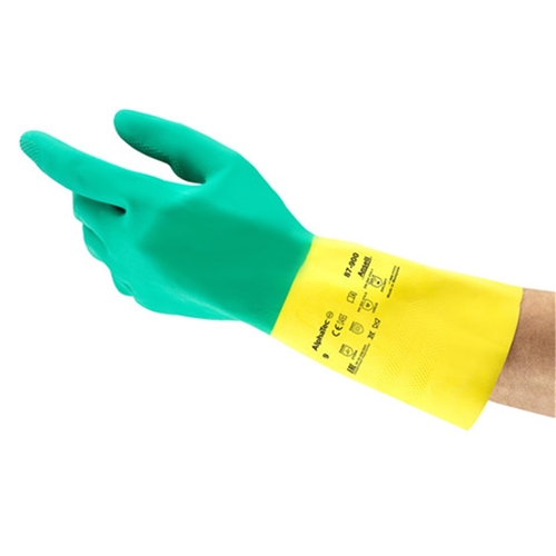 ALPHATEC® Bi-colour double dipped natural rubber & neoprene glove,with flocked lining