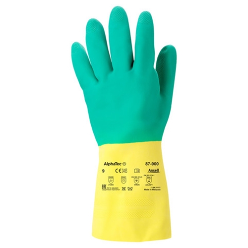 ALPHATEC® Bi-colour double dipped natural rubber & neoprene glove,with flocked lining