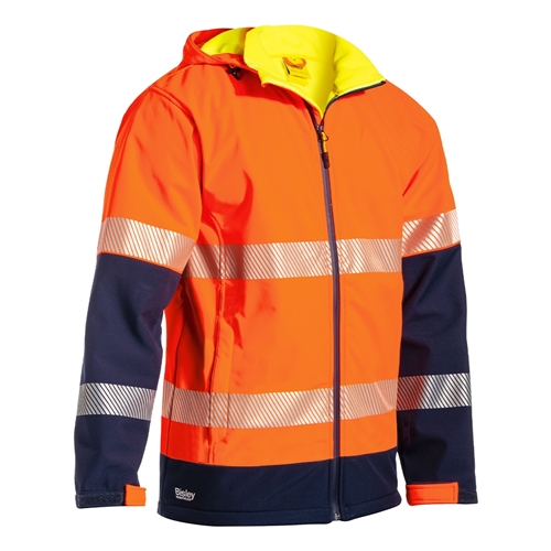Bisley 3M Taped 2 Tone Hi Vis Ripstop Soft Shell Jacket with Hood
