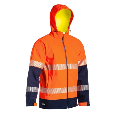 Bisley 3M Taped 2 Tone Hi Vis Ripstop Soft Shell Jacket with Hood