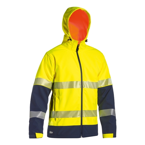 Bisley 3M Taped 2 Tone Hi Vis Ripstop Soft Shell Jacket with Hood