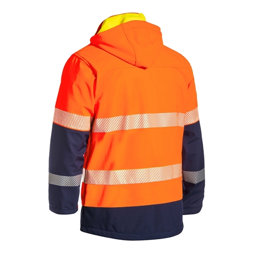 Bisley 3M Taped 2 Tone Hi Vis Ripstop Soft Shell Jacket with Hood