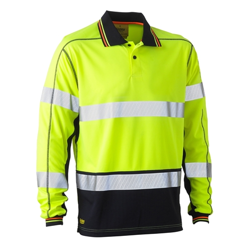 Bisley L/S Taped 2 Tone Hi Vis Polyester Mesh Polo Shirt