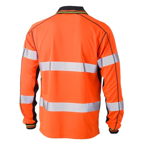 Bisley L/S Taped 2 Tone Hi Vis Polyester Mesh Polo Shirt