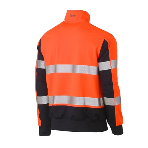 Bisley Taped Hi Vis Stretchy Fleece Zip Pullover
