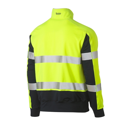 Bisley Taped Hi Vis Stretchy Fleece Zip Pullover