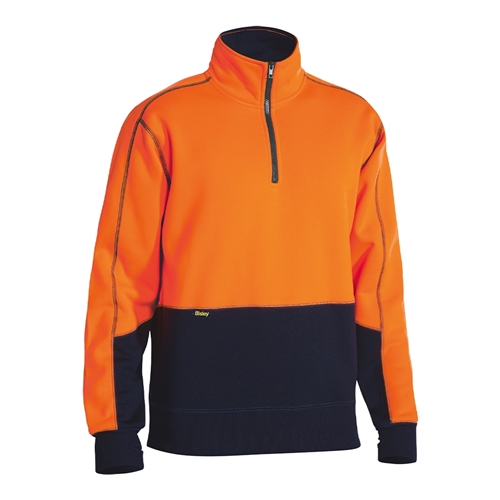 Bisley 2 Tone Hi Vis 1/4 Zip Fleece Pullover