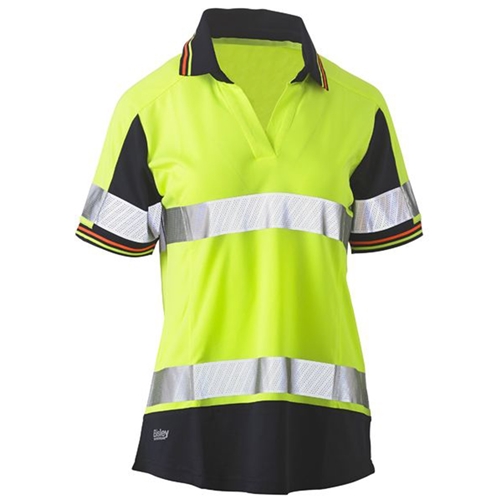 Bisley Women's Taped Two Tone Hi Vis V-Neck Polo