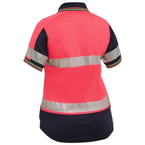 Bisley Women's Taped Two Tone Hi Vis V-Neck Polo