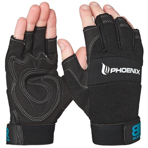 Blue Rapta Phoenix Fingerless Mechanic's Gloves