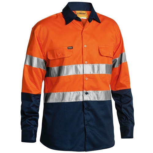 Bisley 3m Taped Hi Vis 2 Tone Cotton Drill Shirt