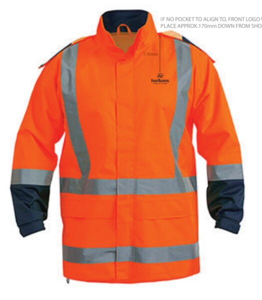 Bisley TTMCW Rain Shell Jacket with reflective tape With Horizons Logo